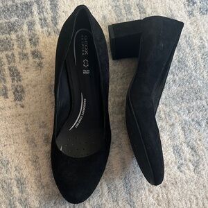 Geox Black Suede Block Heel Pumps